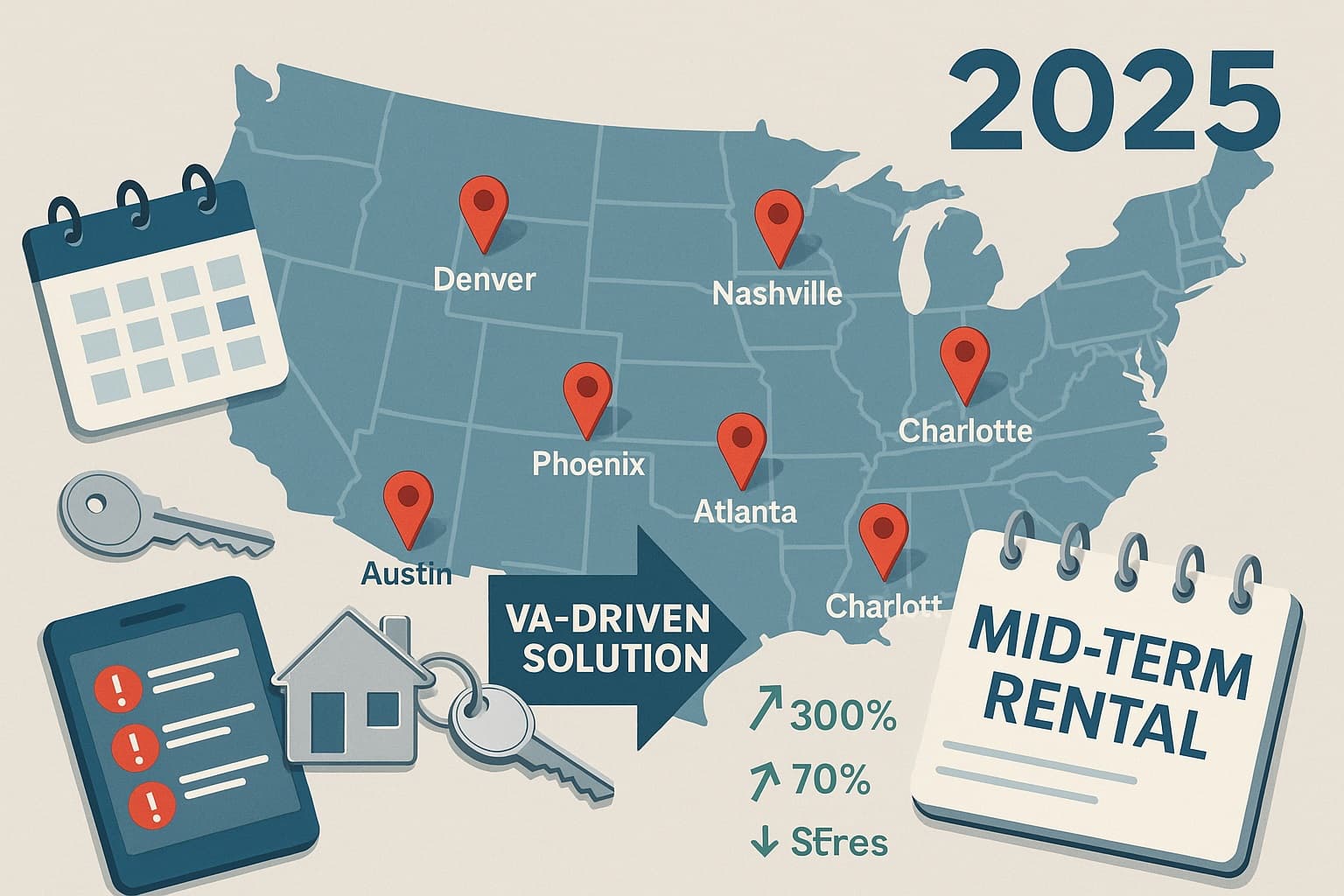 Top US Cities for Mid-Term Rentals in 2025